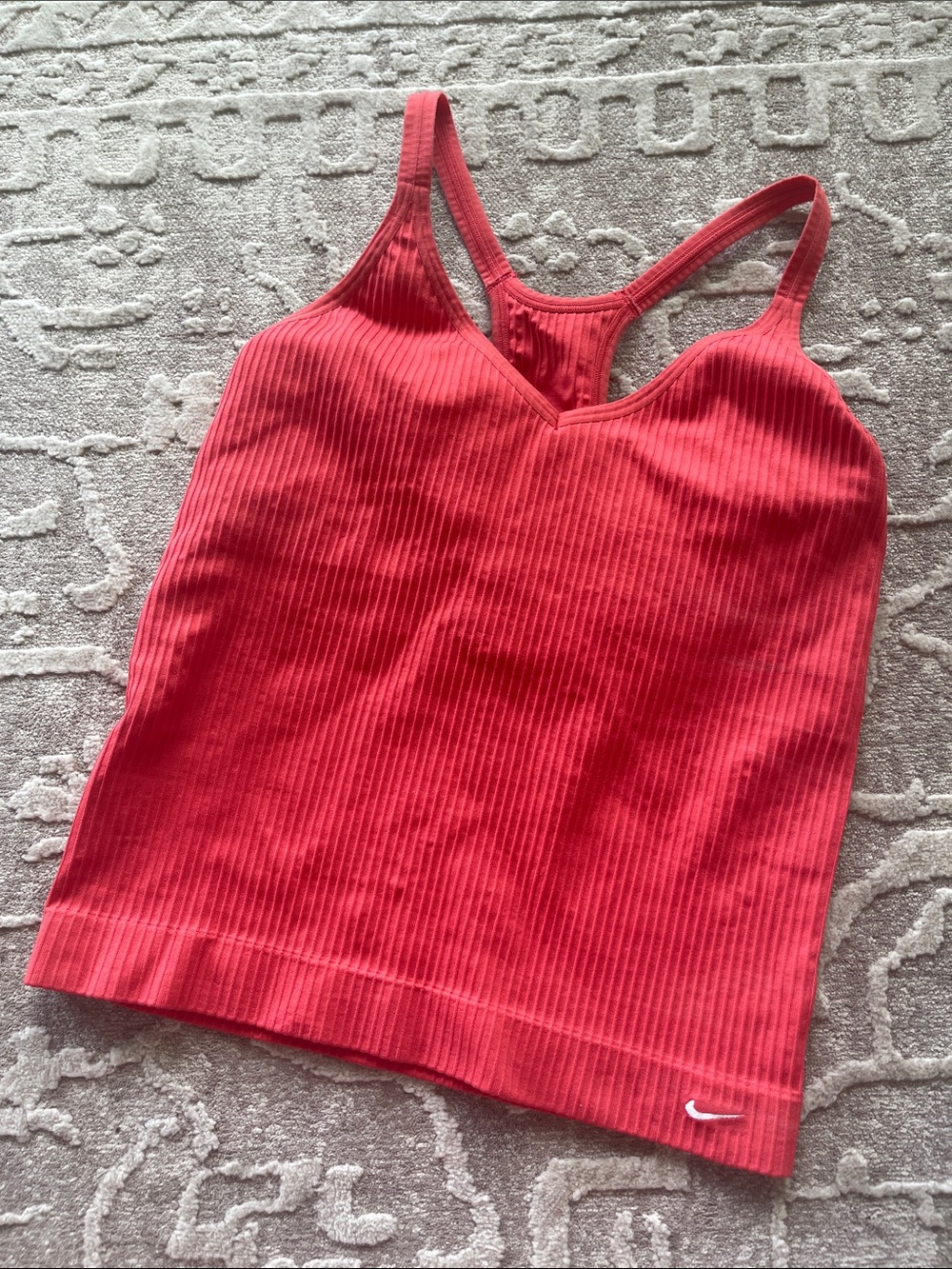 Nike Coral Ribbed V-Neck Racerback Tank M/L